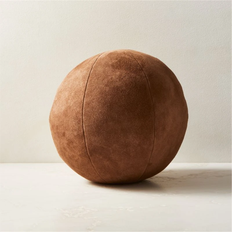 Terre Dark Brown Suede Sphere Throw Pillow