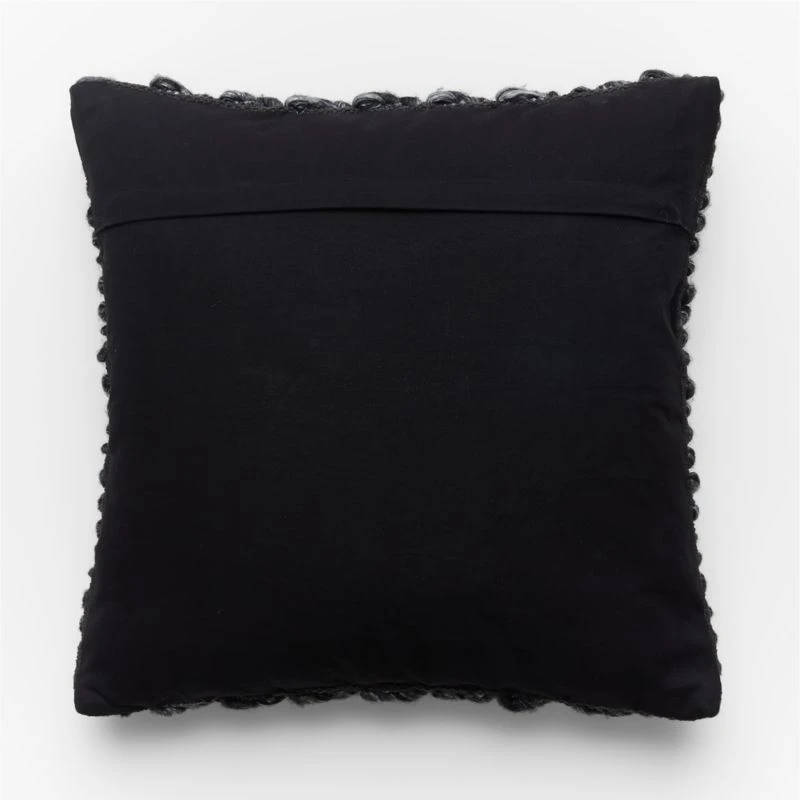 Tillie Black Wool Throw Pillow With Feather-Down Insert 20" - Image 2