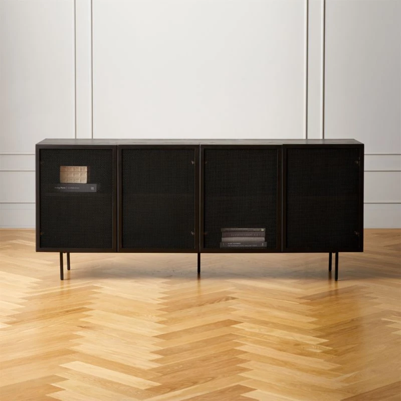 Trace Black Wire Mesh Credenza - Image 3