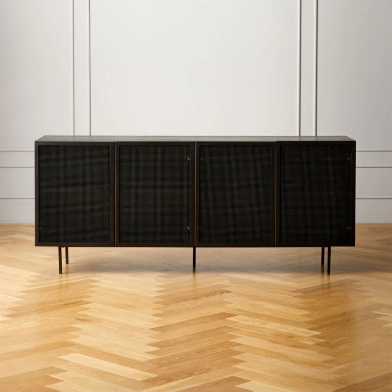 Trace Black Wire Mesh Credenza