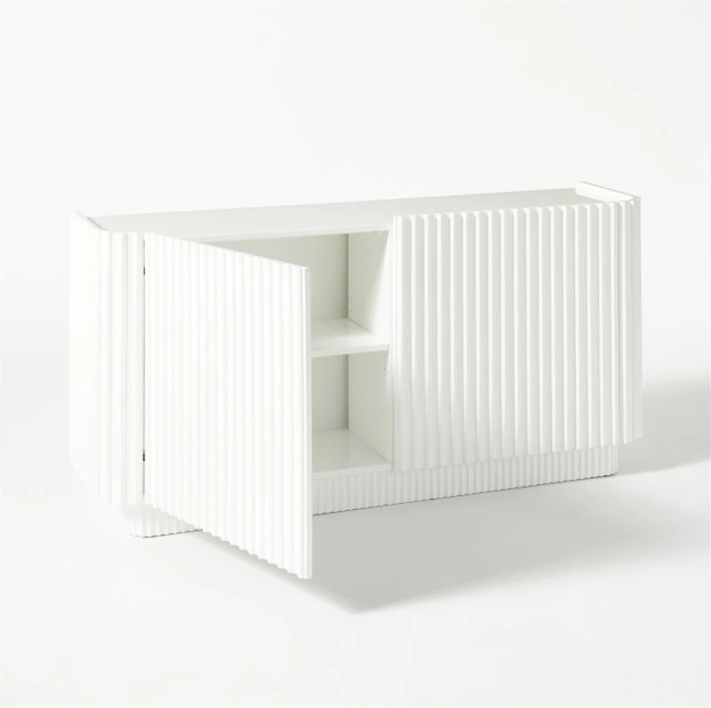 Truffle High-Gloss White Credenza - Image 6