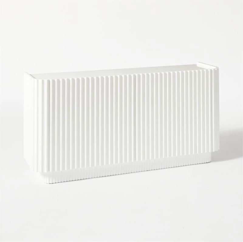 Truffle High-Gloss White Credenza - Image 5