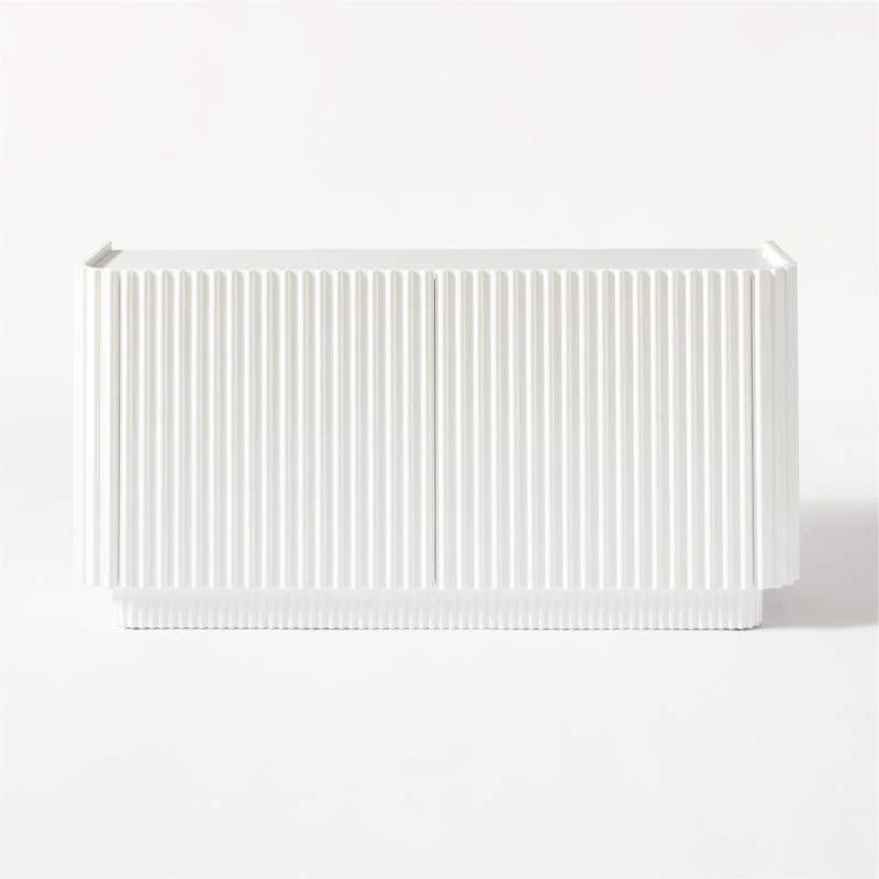 Truffle High-Gloss White Credenza - Image 4