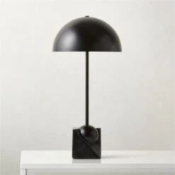 Venus Black Metal Dome Table Lamp With Marble Base