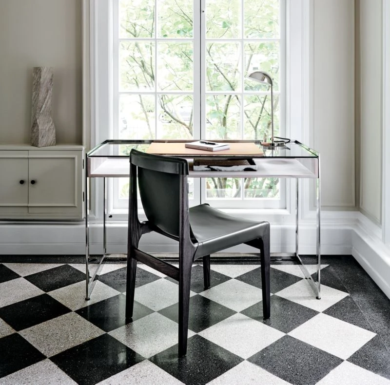 Burano Charcoal Grey Leather Sling Chair - Image 2