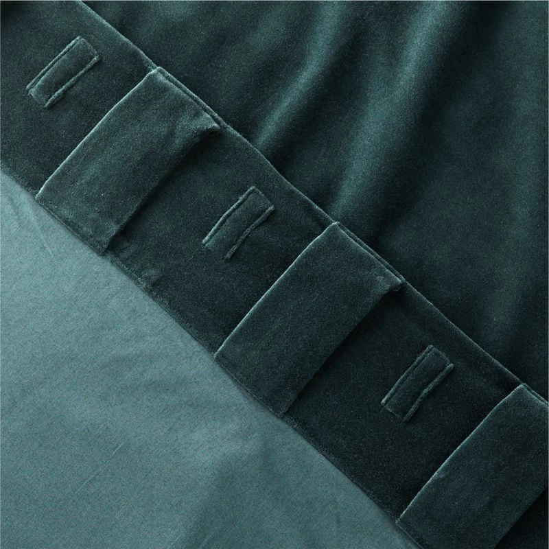 Dark Green Organic Cotton Velvet Window Curtain Panel 48"x84'' - Image 5