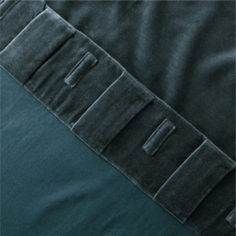 Dark Teal Organic Cotton Velvet Window Curtain Panel 48"x84'' - Image 5