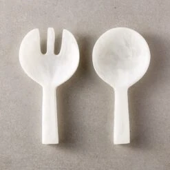 White Resin Salad Servers Set Of 2